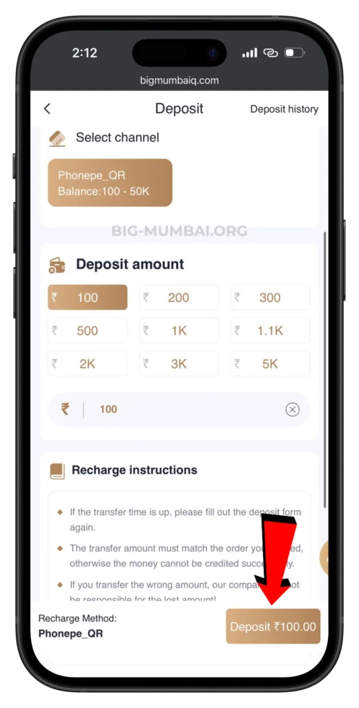 big-mumbai-deposit-page